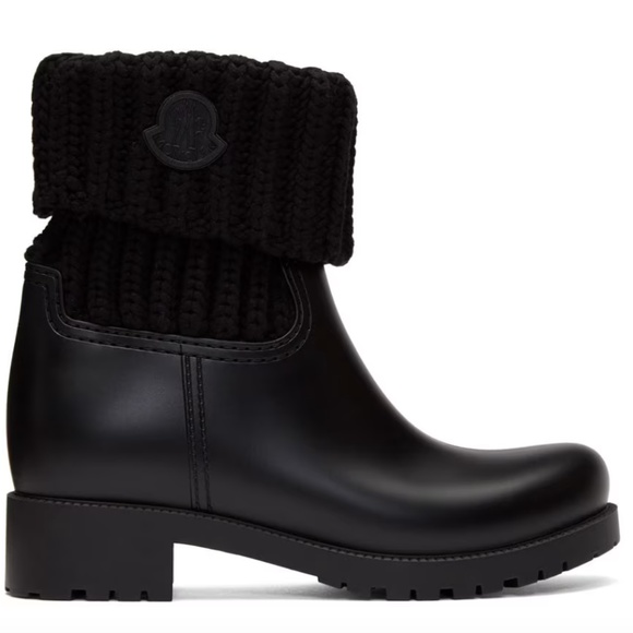 Worn Once MONCLER Black Knit Ginette Boots - Picture 1 of 5